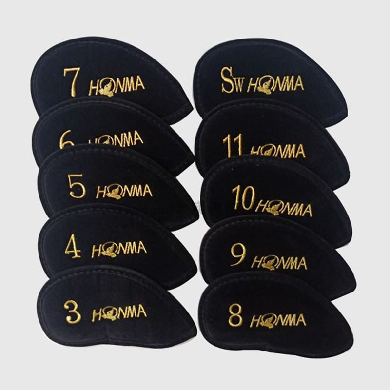 

10pcs/set Honma iron club headcover set upscale flannelette Single-sided embroidery golf rods cover 3 4 to 11 AW SW