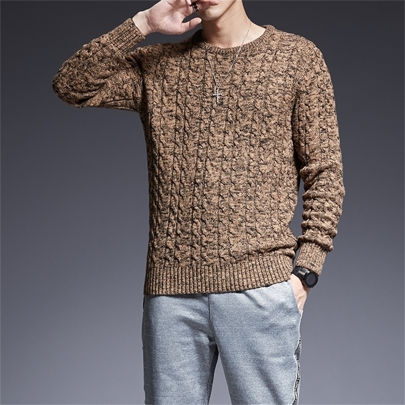 

Fashion Brand Sweaters Man Pullovers O-Neck Slim Fit Jumpers Knitwear Thick Autumn Korean Style Casual Mens Clothes 201203, Yellow