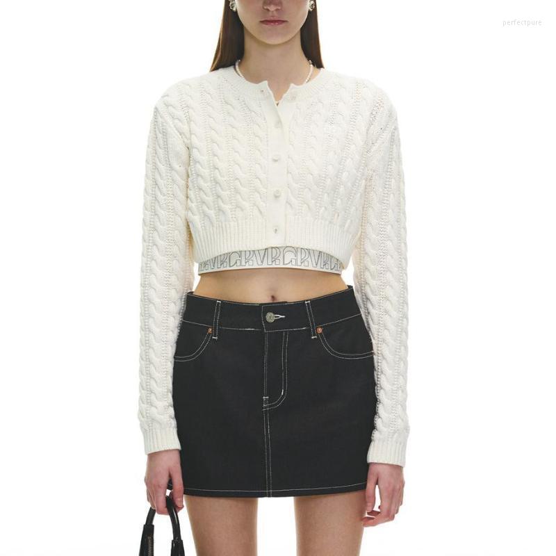 

Women' Sweaters Twist Cardigan Women Crop Sweater Vintage 2022 Fall Winter Korean Style Long Sleeve Top O Neck WhiteWomen' Perf22, White