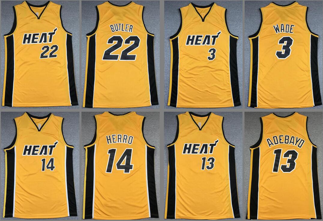 

Hot basketball jerseys Kyle Lowry Jimmy Butler 13 Adebayor 14 Herro yellow jersey, With logo