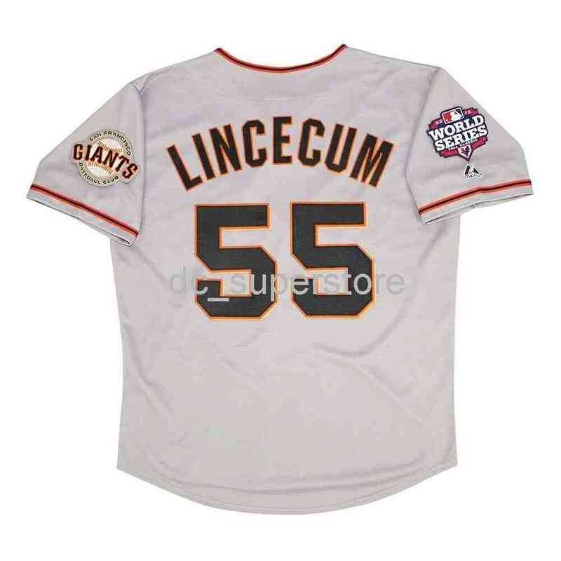 

Custom sewing Tim Lincecum 2012 San Francisco World Series Grey Road Jersey Men Women Youth Baseball Jersey -6XL
