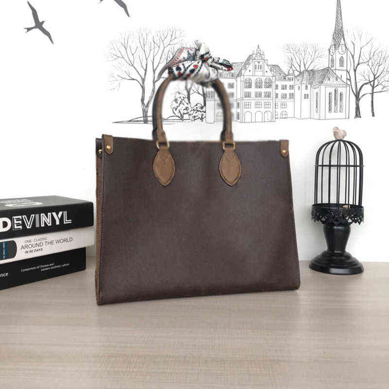 

5A Designer handbags ONTHEGO handbag Women's shoulder bags high quality shopping bags fashion large duplex bag 34cm 42cm, Brown