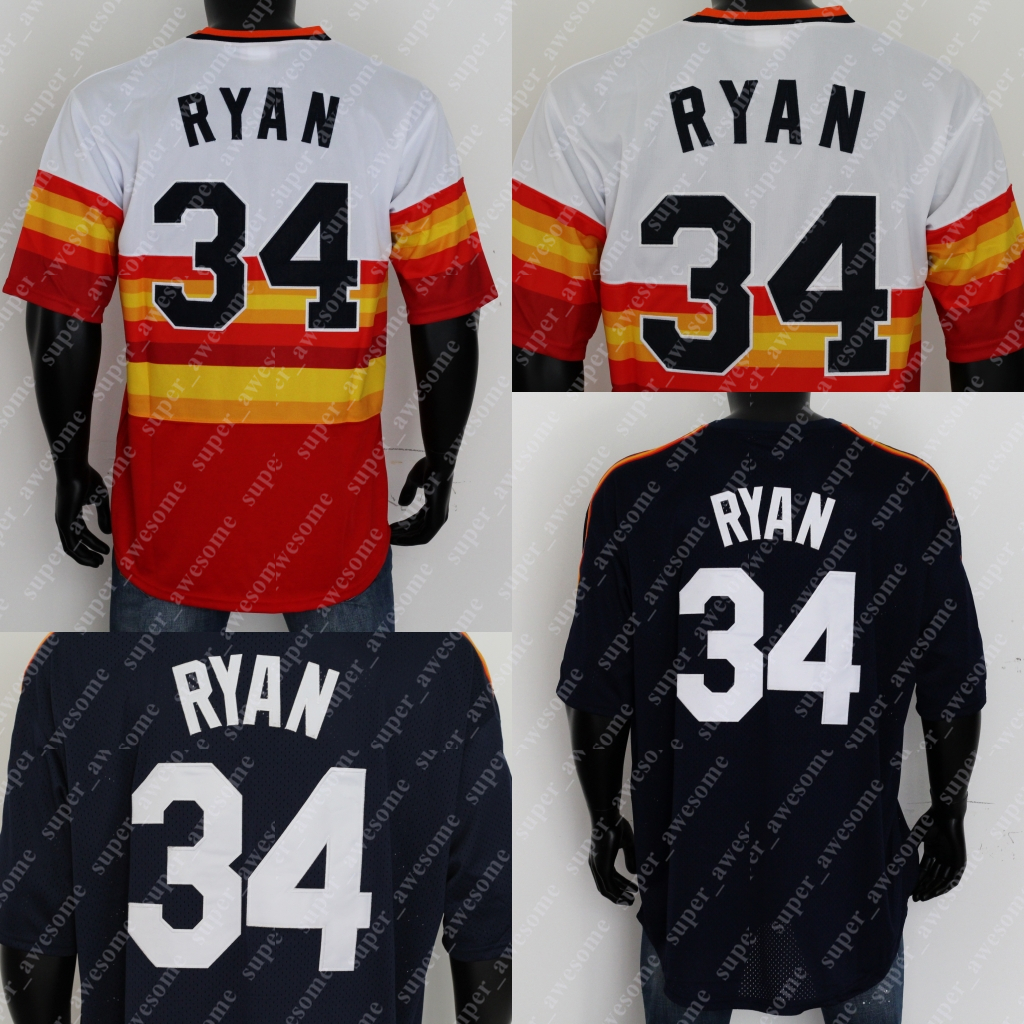 

Baseball Jerseys 34 Nolan Ryan Jersey White Navy Stitched, Navy mesh