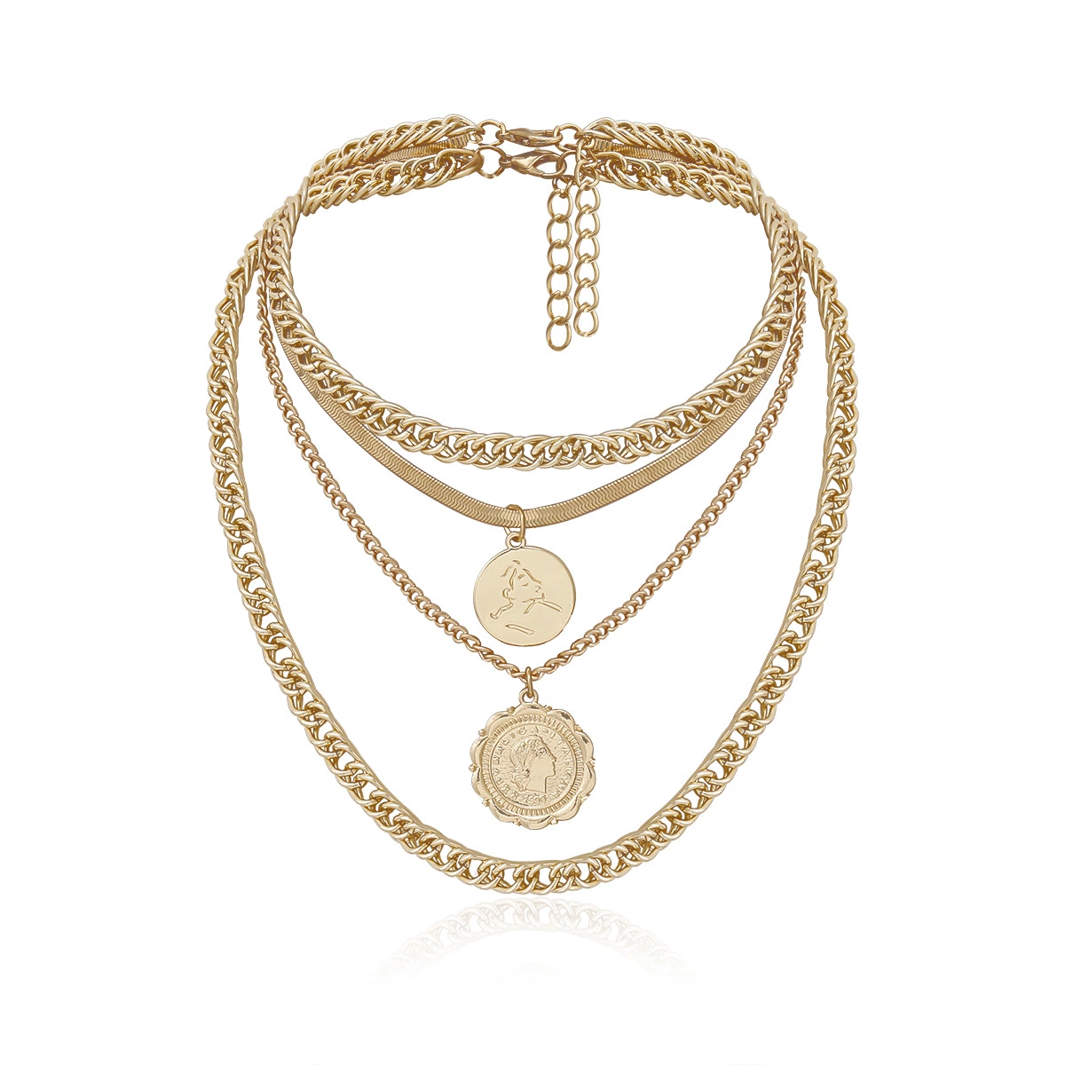 Pendant Necklaces Hip-hop thick chain round tag necklace jewelry-image-782895273