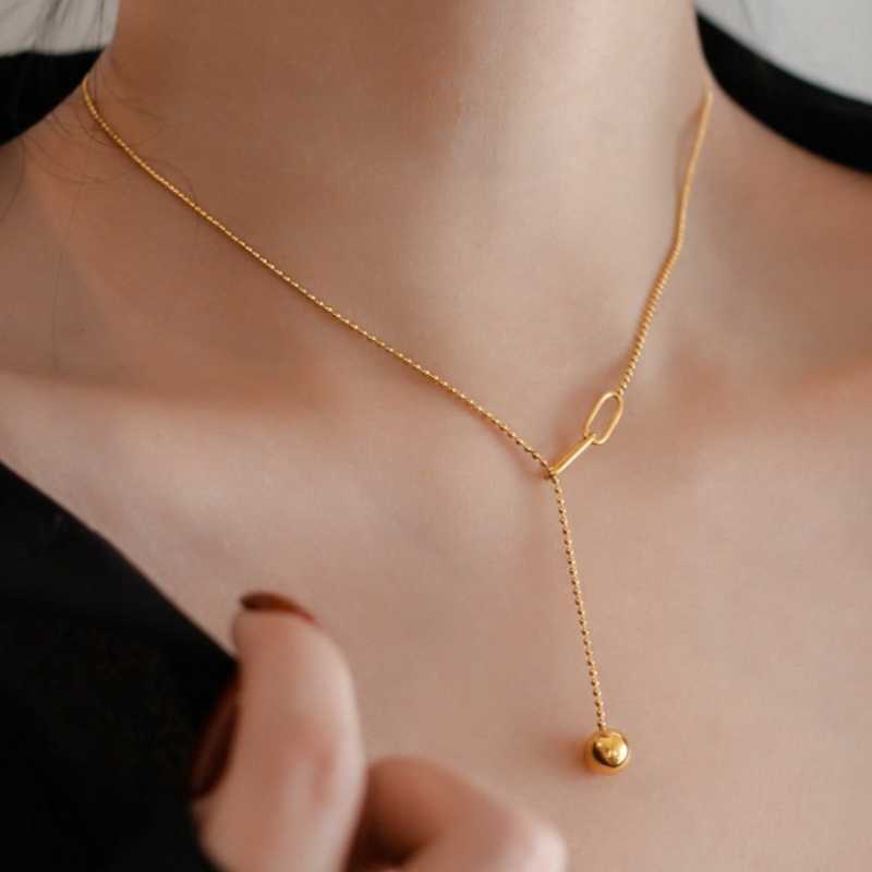 

Pendant Necklaces Stainless Steel Fashion Upscale Jewelry Casual Spheric Slide Tassel Charms Beaded Chain Choker For WomenPendant