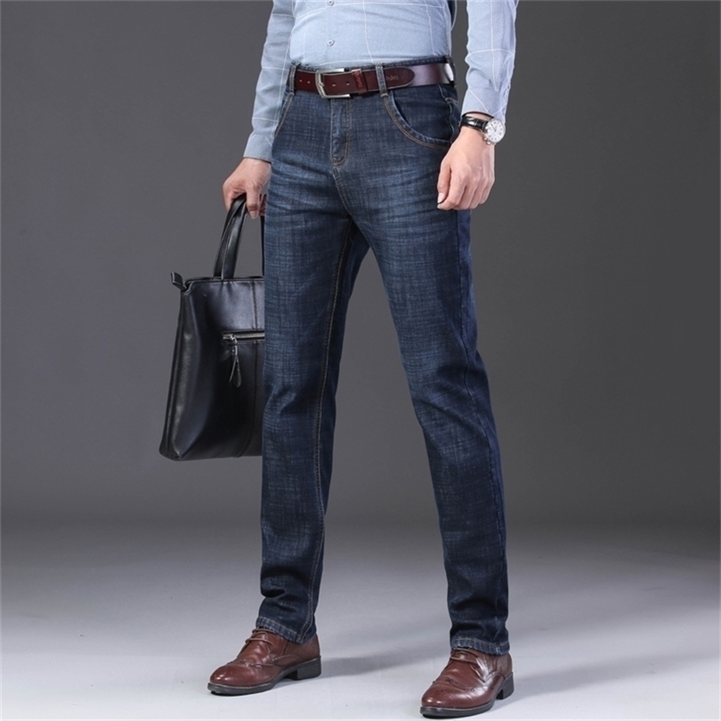 

Autumn Winter Mens Straight casual jeans Fashion denim trousers male pant Blue and Dark Blue Plus Big Size 2944 201123, 021-dark blue