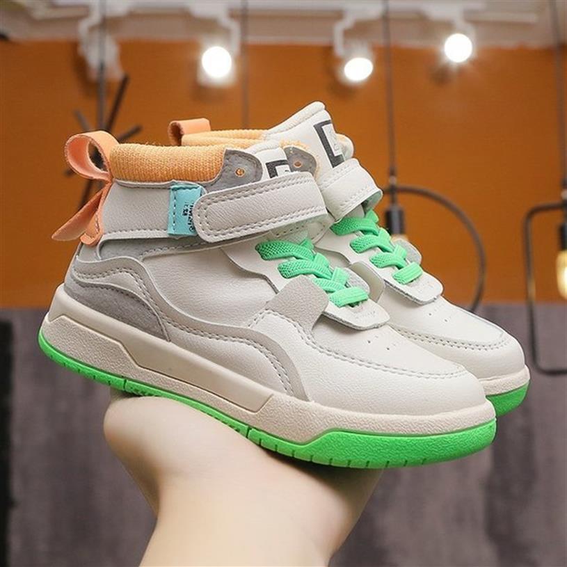Autumn Winter Warm Children Casual Shoes Knitted High-Top Non-Slip Comfort Kids Sneakers Convenient Velcro Soft Boys Girls Shoes G220y