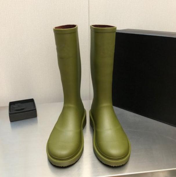 

Black Rain Boots Rev Rubber Pvc Rainboots Rain Appearance burst watch upper foot is soft and slim Water Shoes non-slip waterproof Martin boot, Box