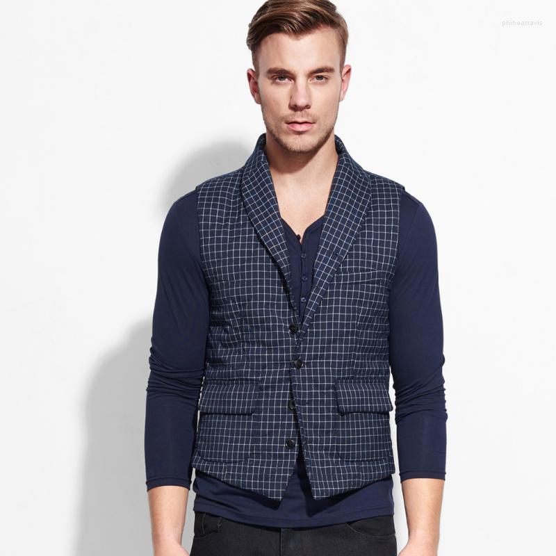 

Men's Vests Men Suits 2022 Arrivals Spring Autumn High Quality Brand Blue Plaid Slim Fit Casual Business Groom Man Stage Wear XSMen's Phin22, As pic
