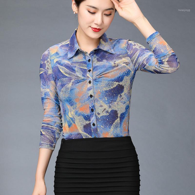 

Spring Fall Fashion Woman Clothing Office Flower Print Blouses And Tops , Women 4xl Slim Long Sleeve Printed Blouse Shirts Women, As pic