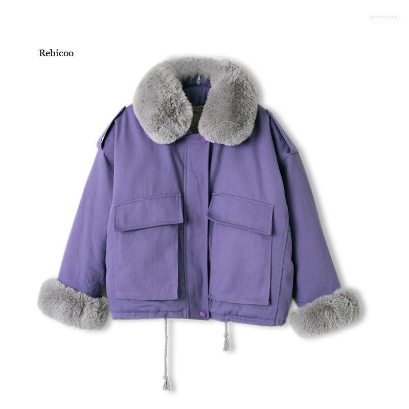 

Women's Down & Parkas Women Coat Korean Styleshort Loose Cotton-Padded Jacket Thick Warm Fashionable And Fleece Winter Guin22, Blue