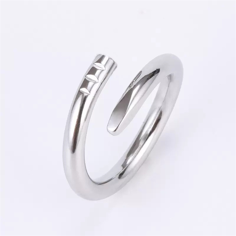 

New titanium steel letter designer lover ring fashion trend wild casual couple men and women do not fade street star gun black silver gold nail rings mens rings gift