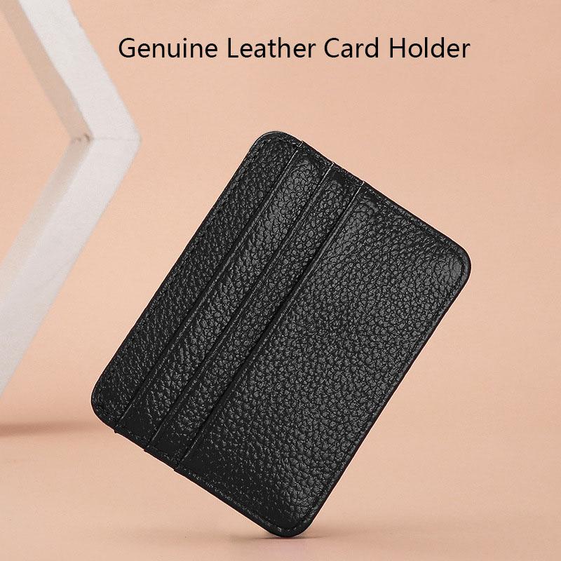 

Card Holders Genunie Leather Ladies Holder Unisex Business Fashion Casual Cardholder Men Women Credit ID Bank CaseCard, Black