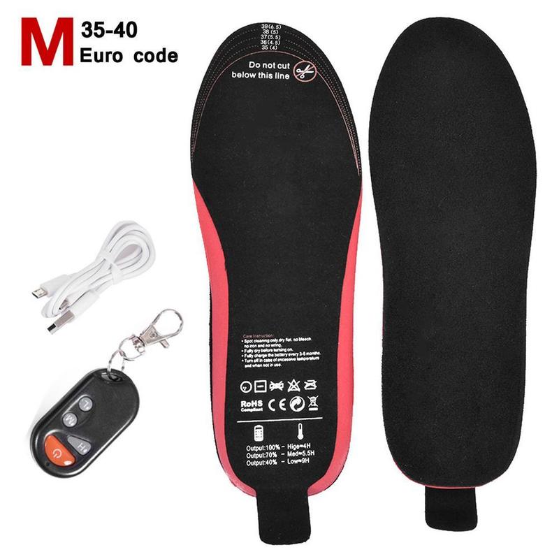 

M L Rechargeable Electric Heated Insoles USB Shoe Warm Sock Pad Mat 4 2V 2100MA Remote Control Heating 220610