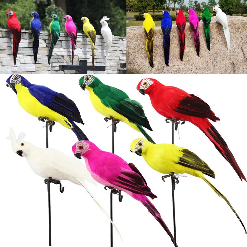 

Decorative Objects & Figurines 1pc 25cm Creative Foam Feather Artificial Parrot Bird Model Figurine Birds Home Party Garden Decoration Drop