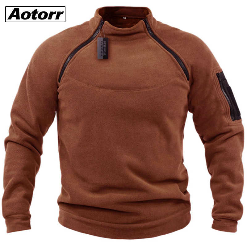 

Mens Military Sweatshirt Fleece Winter Zipper Pullover Fashion Men Solid Color Loose Lamb Thick Jacket Clothing Streetwear, Fs1059dark grey