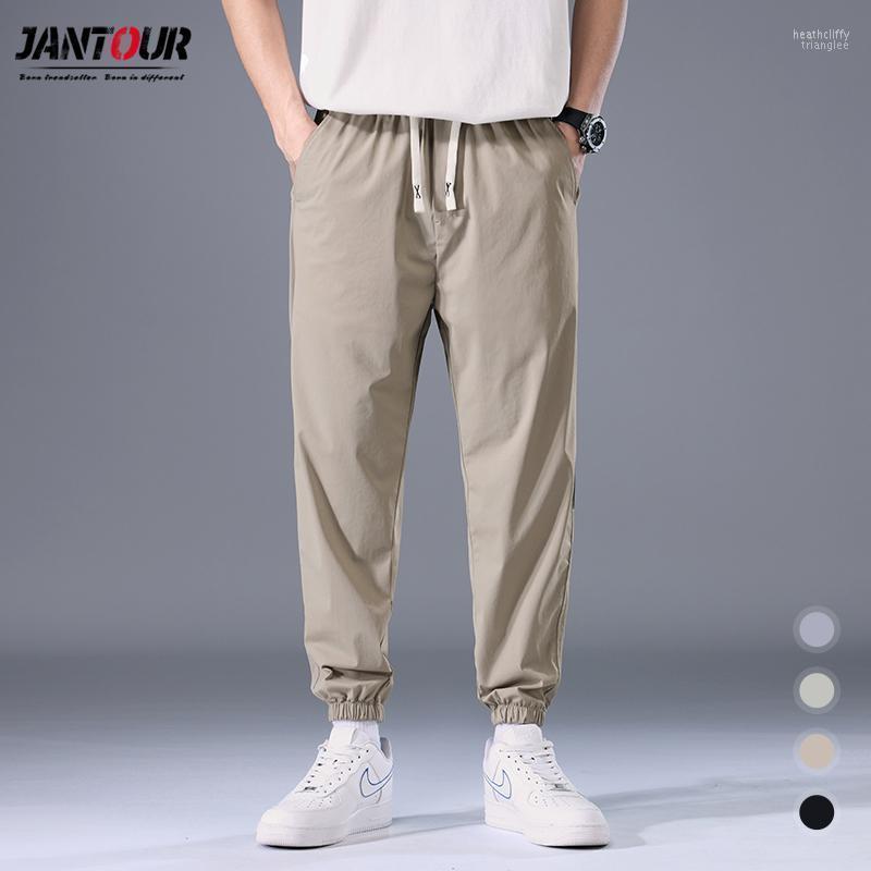 

Men's Pants Summer Men's Stretch Thin Casual Loose Breathable Soft Fashion Leggings Elastic Waist Black Gray Green Trousers Male M-4XLMe