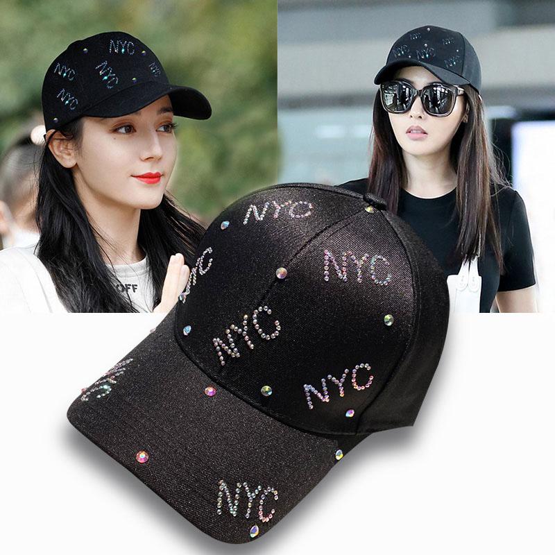 

Ball Caps HT240 Women's Cap Rhinestone Sequin Letter Baseball Summer Girls Female Snapback Hip Hop Adjustable Sun Hat, White