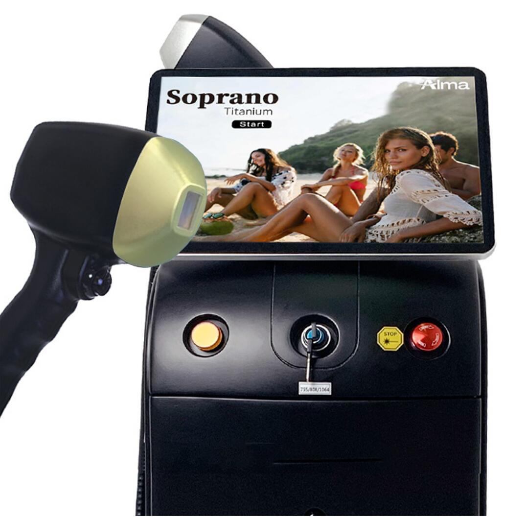 Accessoires importés 1600W Épilation laser avec des poignées doubles trois longueurs d'onde combinées soprano 808NM1064 MN 755 nm Machine de beau