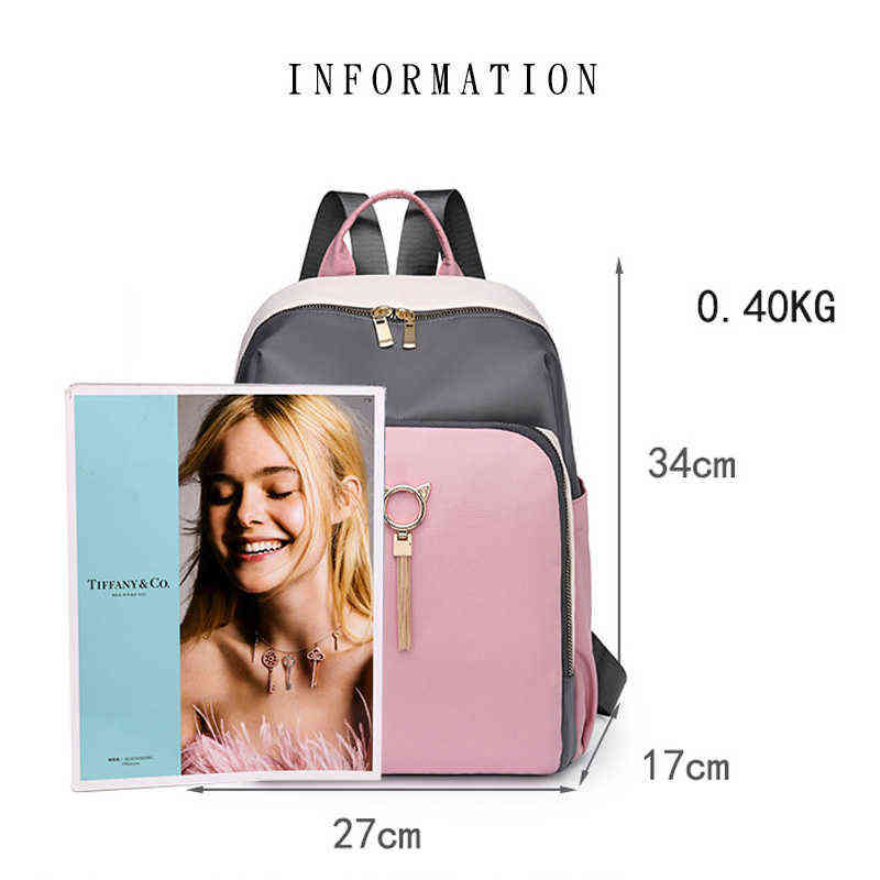 

School Bags Oxford Female Large Capacity Teenage Girls Student Backpacks Fashion Women Shoulder Backpack New Laptop 220802, Pink