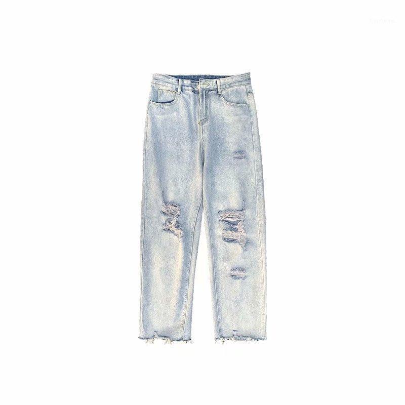 

Men' Jeans Ripped Loose Pants Straight Men Clothing Designer For Goth Clothes, Blue