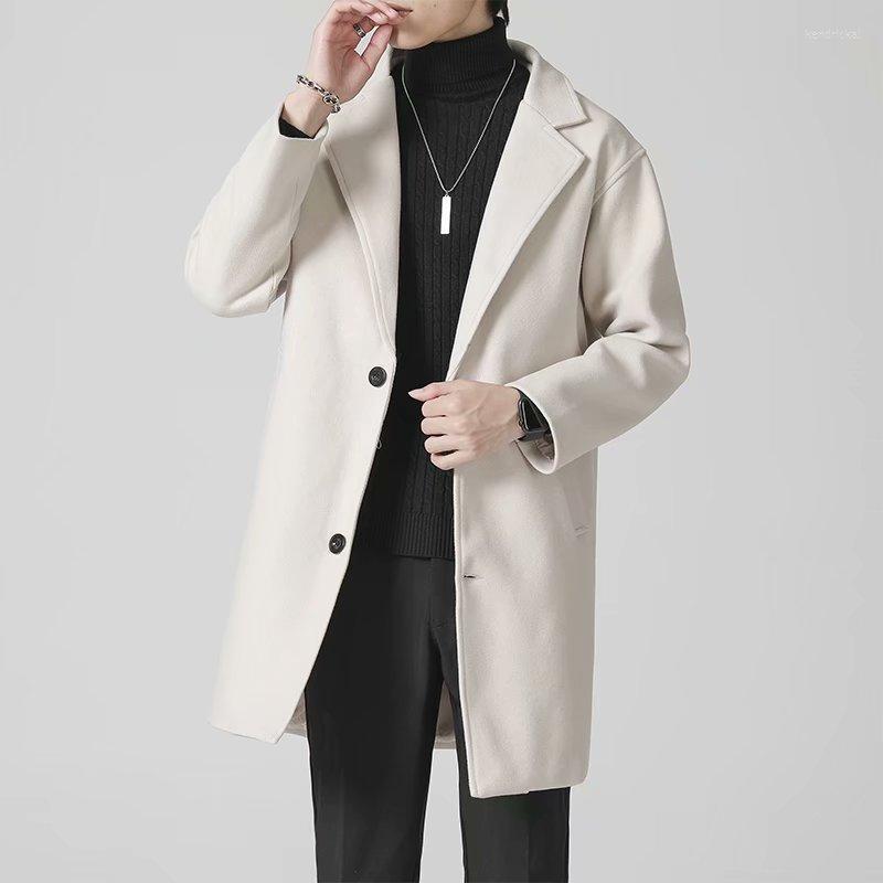 

Men' Wool & Blends Autumn/Winter British Style Solid Mid-length Men Woolen Jacket Slim Fit Trench Coat Business Overcoat Male Kend22, Brown