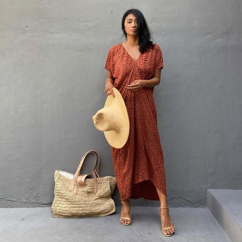 

Women's Swimwear Woman Summer Elegant V Neck Beach Dress Bohemian Sexy Print Swimsuit Cover Up Beachwear 2022 Women Bikini Long DressesWomen, Light green