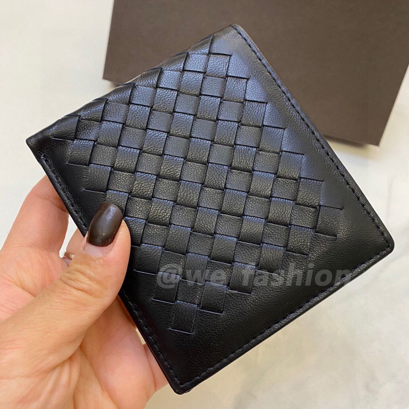 

Men Wallet Genuine Leather Women Designer Bi-fold Long Wallets Mens Knitting Card Holder Designers B Purse Credit Card Holder Black 2207071, Short-with box