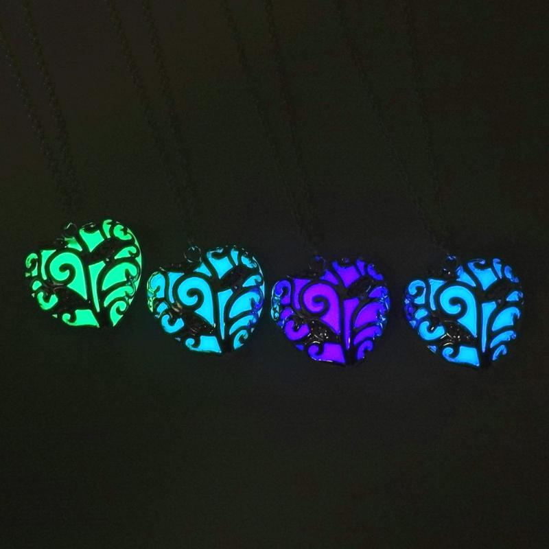 

Pendant Necklaces Luminous Hollow Glowing Stone Necklace Statement Choker Heart Shaped For Women Halloween Gifts 2022Pendant