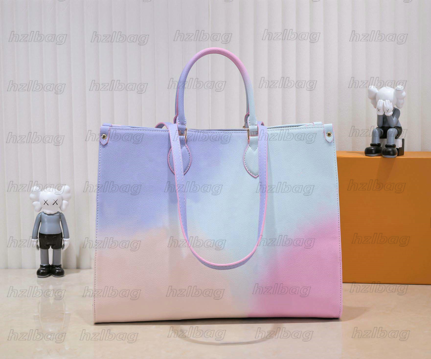 

Designer Summer Onthego GM MM Tote Handle Bag Sunrise Pastel Spring in the City Collection Handbag ON THE GO Large Capacity Pink Purple Giant, Color 01
