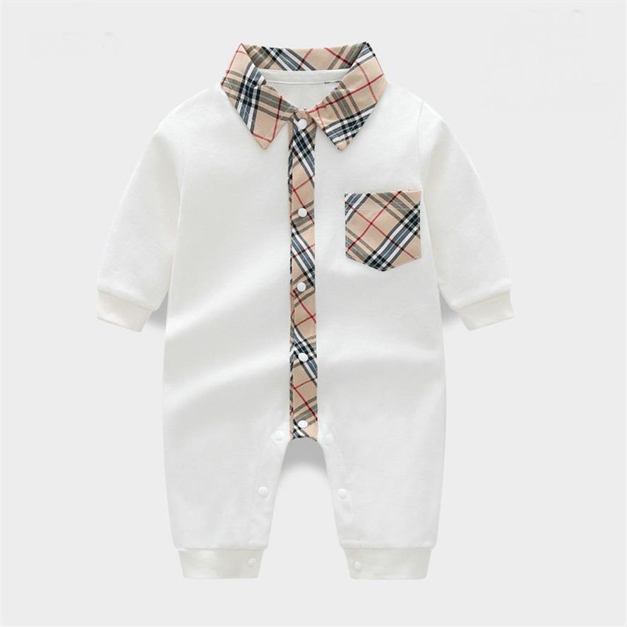 

Retail  baby Rompers onesies cotton plaid printed jumpsuit one-piece jumpsuits toddle infant kids designer clothes2770, White