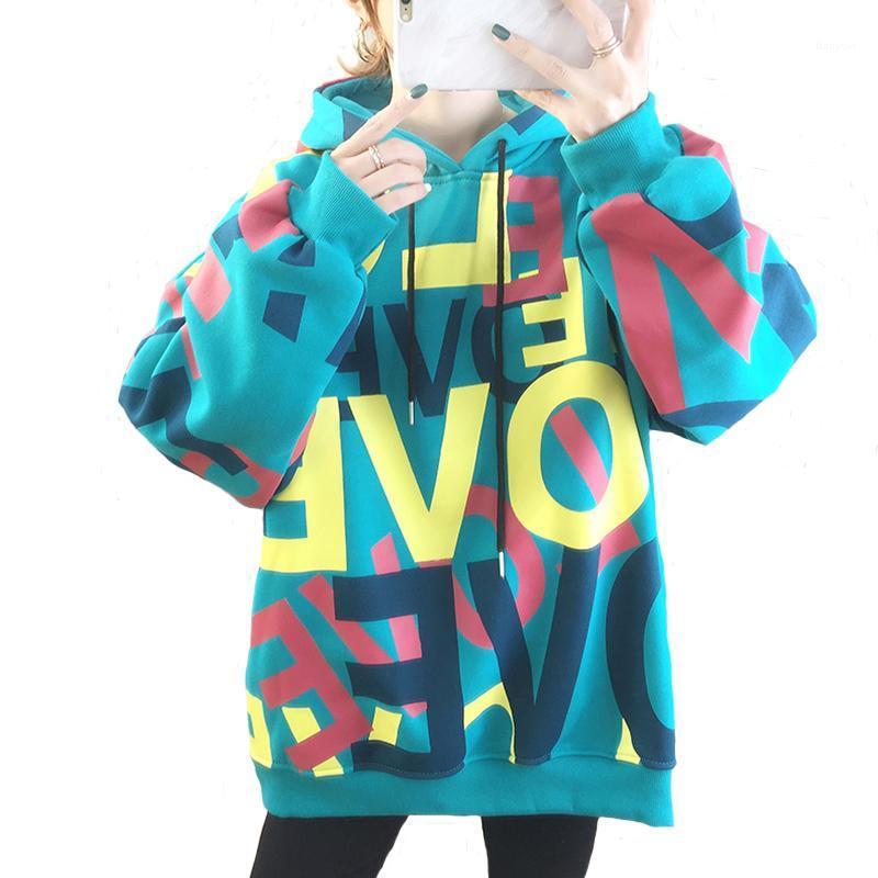 

Women's Hoodies & Sweatshirts Oversize Itself Hoody Female Autumn Winter Graffiti Women Streetwear Korean Loose Plus Velvet Thick Woman Swea, 2910 orange