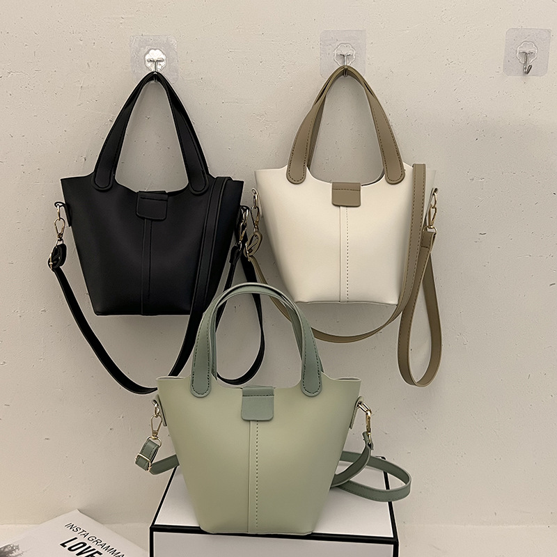 

women's handbag simple handbag shoulder crossbody bucket bag, Black