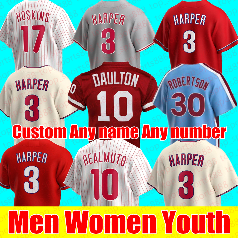 

Men Women Bryce youth 2021 2022 Baseball Jerseys Philadelphia DARREN DAULTON HARPER MAIKEL FRANCO RHYS HOSKINS AARON NOLA MITCH SCHMIDT Phillies STITCH jersey