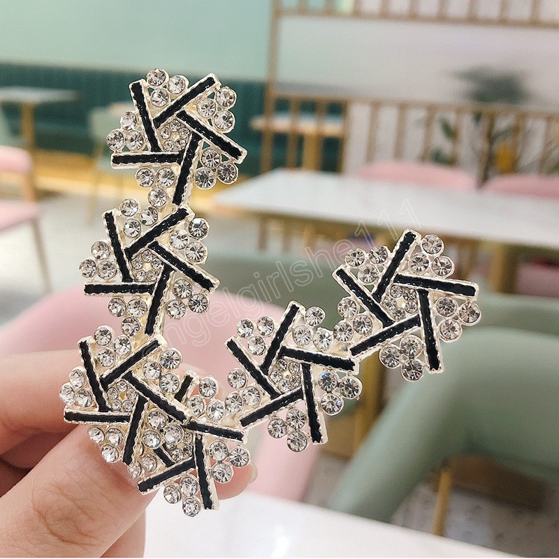 

Women Elegant Full Rhinestone Geometric Metal Hair Clips Lady Luxury Temperament Hairpins Bangs Fixed Barrettes Hair Accessories, As picture