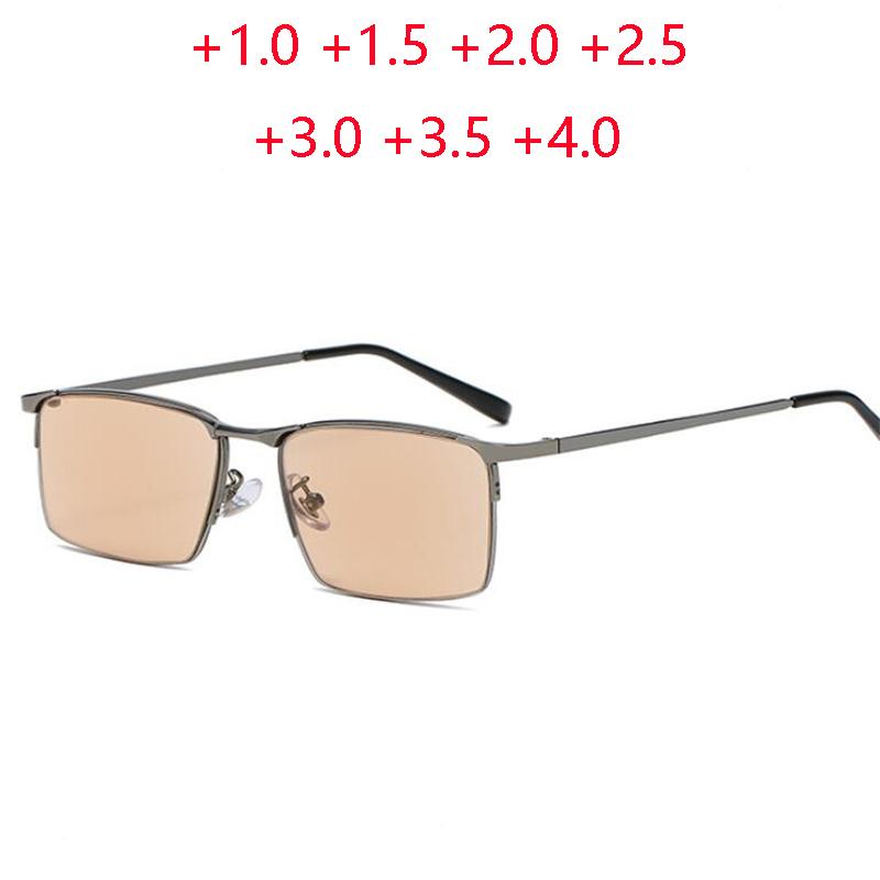 

Sunglasses Crystal Glass Tea Lenses Half Frame Square Presbyopic Eyeglasses Fashion Scratch Resistant Hyperopia 1.0 1.5 To 4Sunglasses