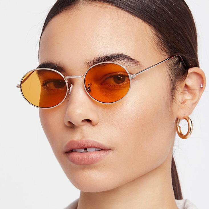 

Sunglasses Classic Small Frame Round Oval Women/Men Brand Designer Alloy Mirror Sun Glasses Vintage Modis Oculos Zonnebril Dames, White;black