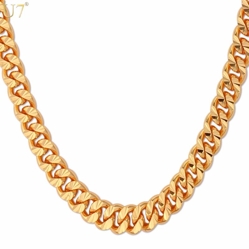 

Chains Curb Chain Necklace Hollow Miami Cuban Link For Men Gift 6mm Long/Choker Wholesale Gold Color Hip Hop Jewelry N383Chains