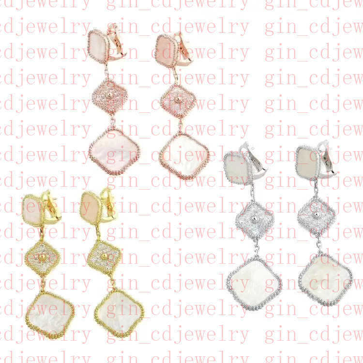 

Designer Classic Lucky Clover Earrings Tricolor Plating Women and Girls Valentine's Day Mother's Day Engagement Jewelry Fade Free