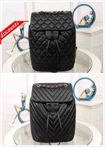 

Brand Design 91121 Letter Luxury Plaid Backpack Woman's V-shaped Shoulder Chain Cc Bag Lambskin Vintage Handbag Real Leather Messenger Bags, Picture show