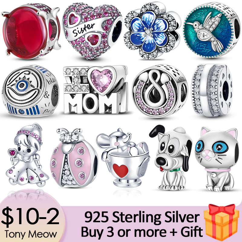

925 Sterling Silver Dangle Charm Angel Wings Cassette Flamingo Beads Bead Fit Pandora Charms Bracelet DIY Jewelry Accessories