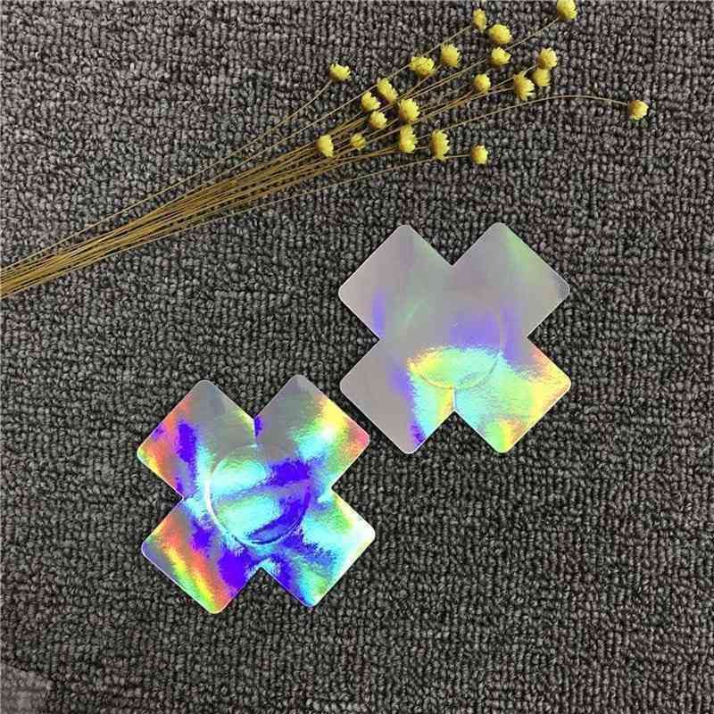 

Nxy Breast Pad Ultra Thin Laser Colors Chest Sticker 50 Pairs 100 Pcs breast Pasties Nipple Cover Breathable Disposable Invisible Bra Adhesive 220610