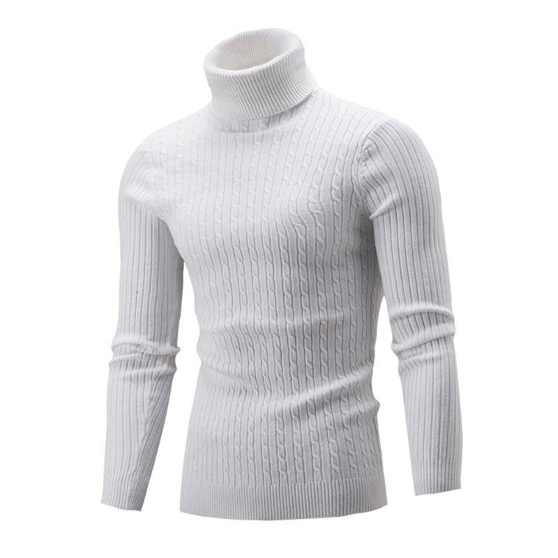 

Men's Sweaters Autumn And Winter Turtleneck Warm Fashion Solid Color Sweater Men's Slim Pullover Knitted Bottoming ShirtMen's, Beige