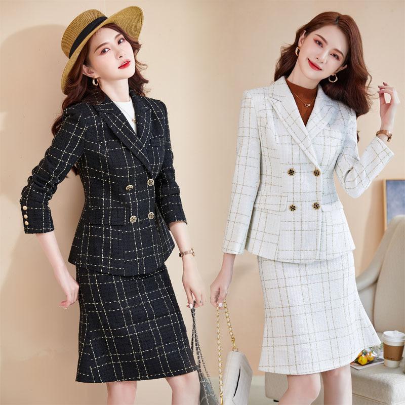 

Women' Two Piece Pants Long Sleeve Fashion Women' Slim Fit Blazer White-Collar Workwear Professional Skirt Suit Commuter SuitWomen, Whitejacketskirt
