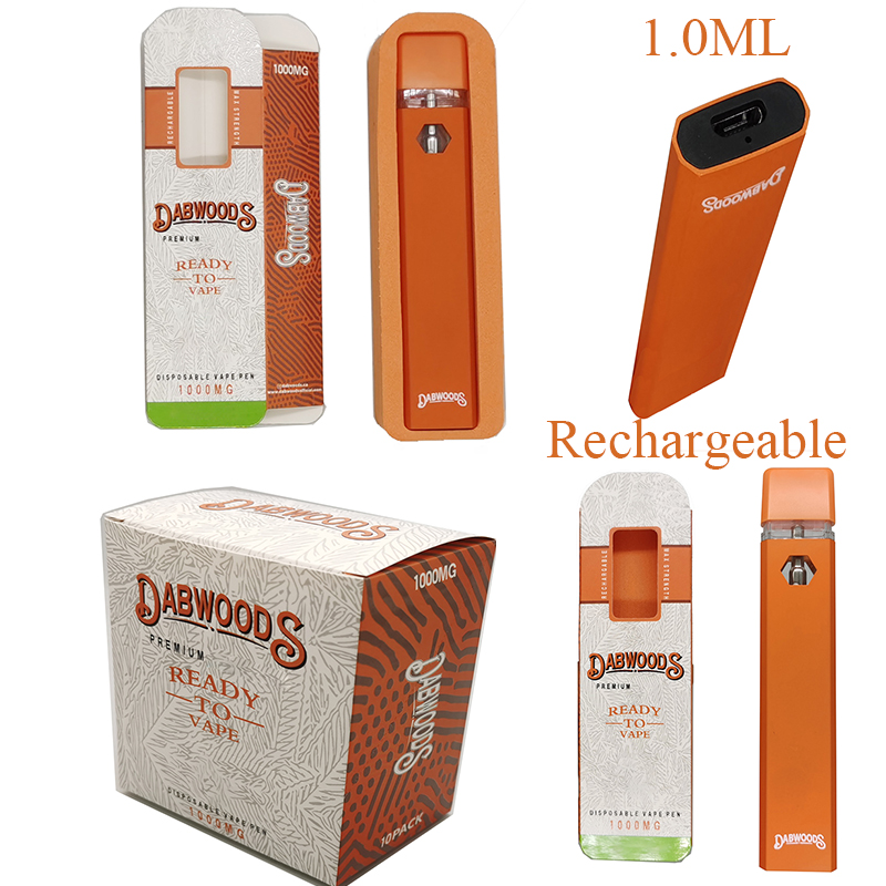

Dabwoods Disposable Vape Cartridges 1.0ml Empty E cigarette Rechargeable Pods Carts Packaging Rechargeable Thick Oil 510 Thread Vaporizer Ceramic Coil Device