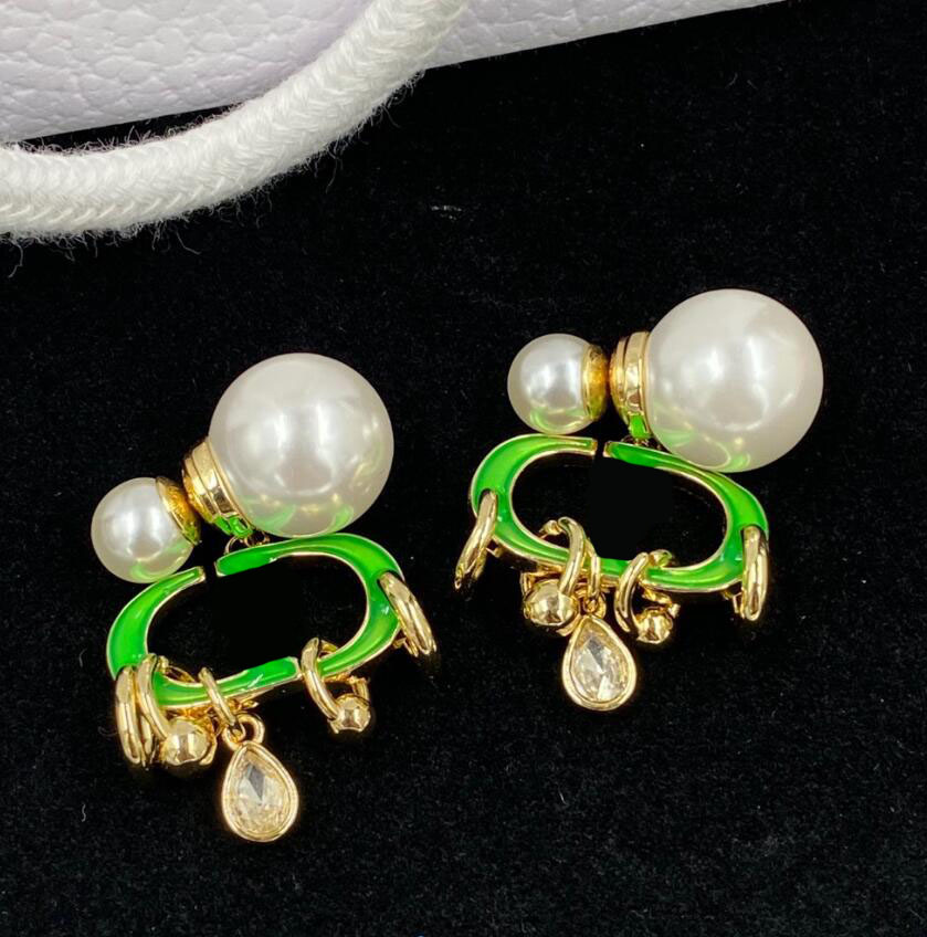 

New Designer Pearl Charm Ear Studs Earring Luxury Letter Dangle Earrings Eardrop Women Lady Party Wedding Anniversary Gift With Box