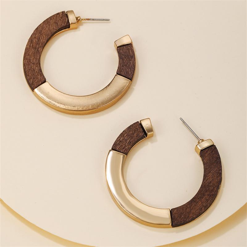 

Hoop & Huggie Round Dangle Earrings Wooden Rhombus Fashion Handmade Big African Wood For Women JewelryHoop