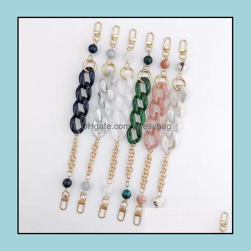 

Keychains Fashion Accessories Acrylic Double Chain Portable Diy Jewelry Retro Chains Mobile Phone Case Lanyard Anti-Lost Cord Strap Rope Par