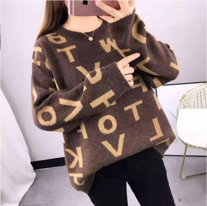 

Women Sweater Knitwear O-Neck Designer Casual Pullover Female Knit Shirt Long Sleeve Jumper Pullover CC Cardigan, Red