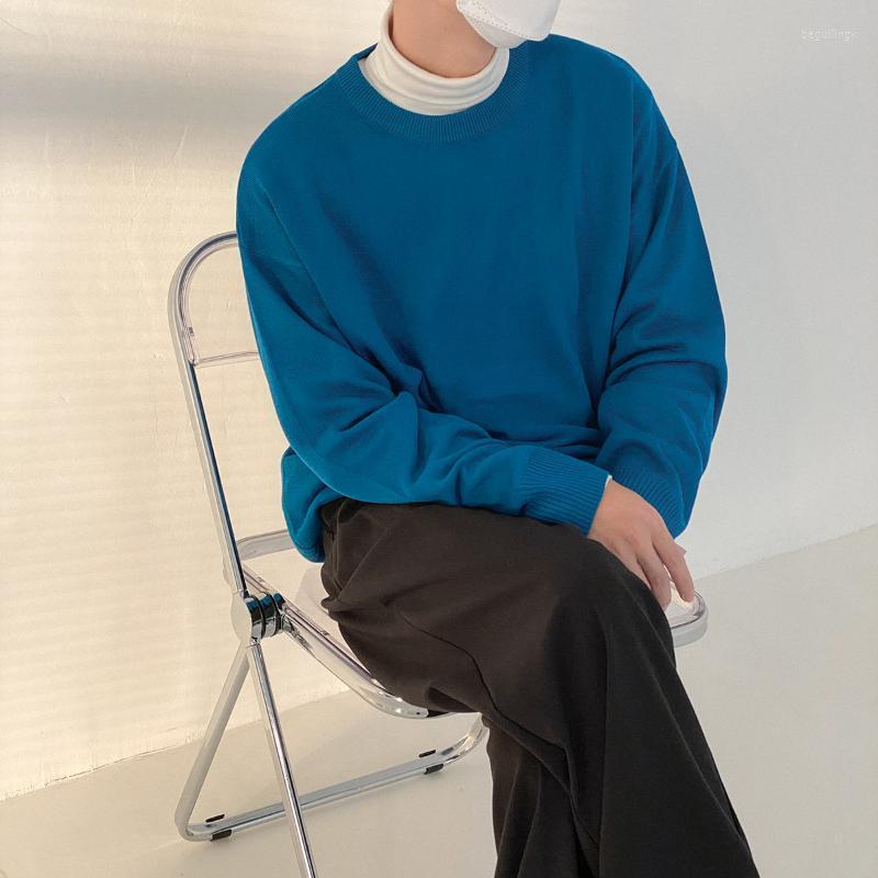 

Men's Sweaters Thin Knitted Sweater Skin-friendly Soft Loose Round Neck Bottoming Shirt Pure Color Korean Trend Top Begu22, Brown